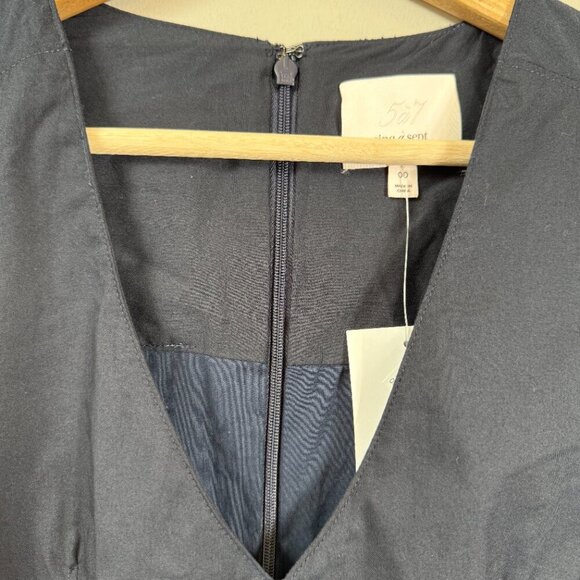 Cinq A Sept Sawyer V-Neck Pleated Mini Dress Women's 00 Blue Drop Waist Chic NWT - Picture 9 of 16